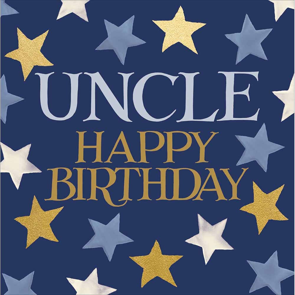 Emma Bridgewater Uncle Happy Birthday card with stars on navy
