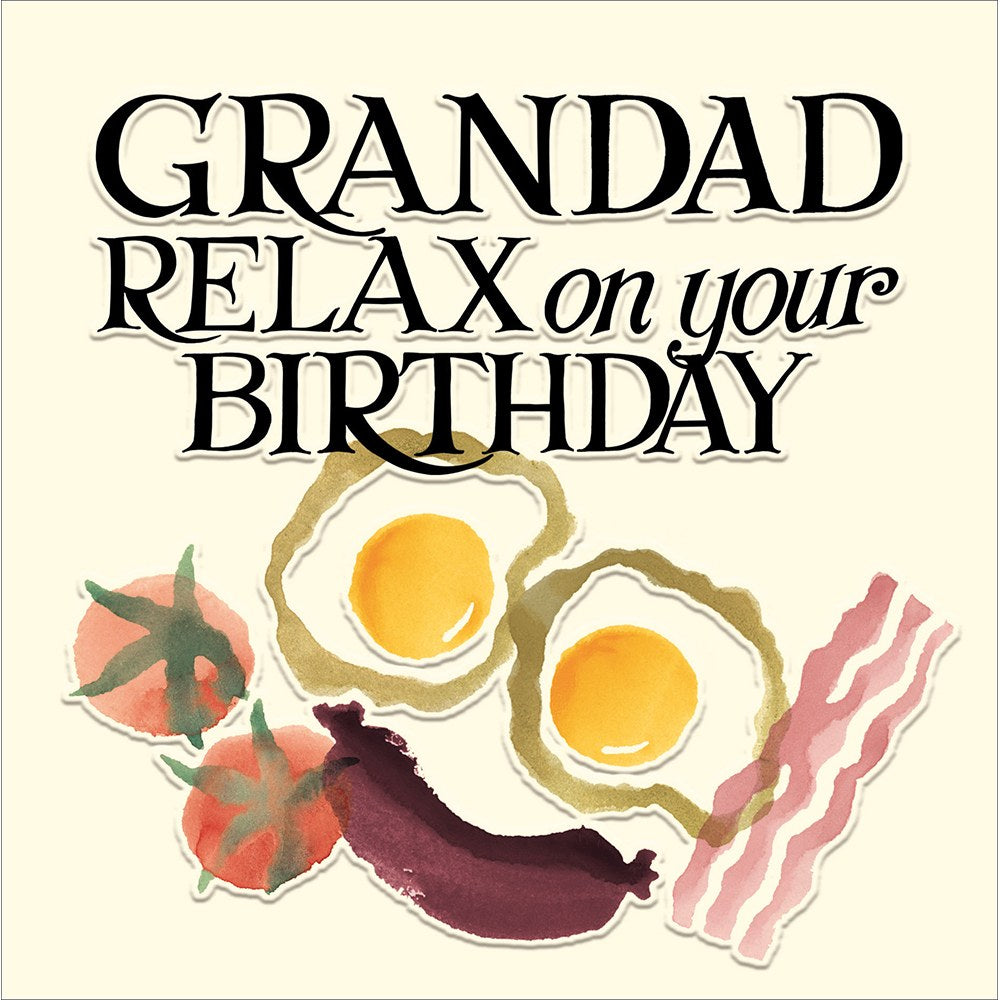 Grandad Relax on your Birthday card with watercolour fried breakfast