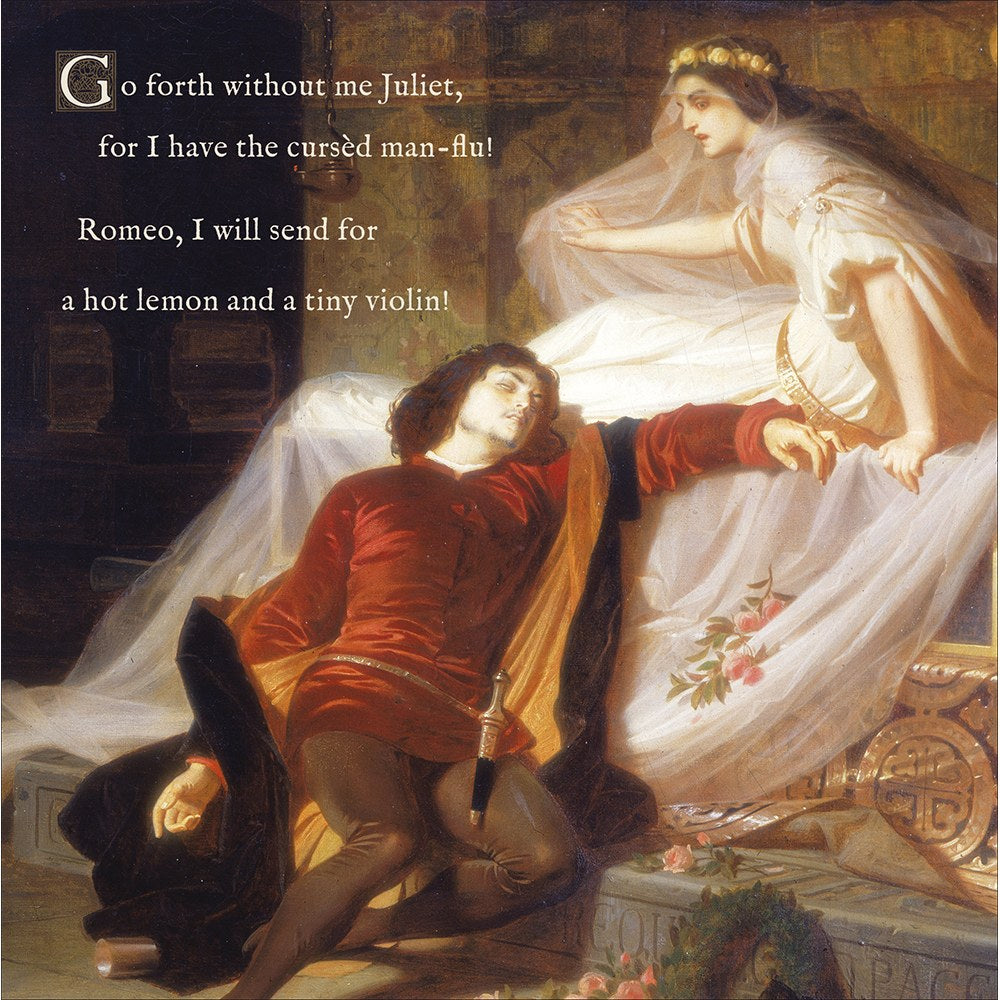 Romeo and Juliet painting with a man-flu joke