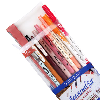 Writech 9-Piece Colour Coded Journal Kit – Red & Pink