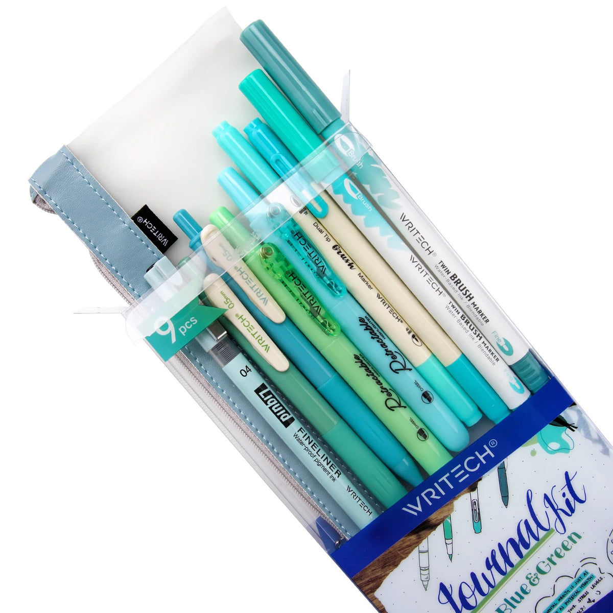 Writech 9-Piece Colour Coded Journal Kit – Blue & Green