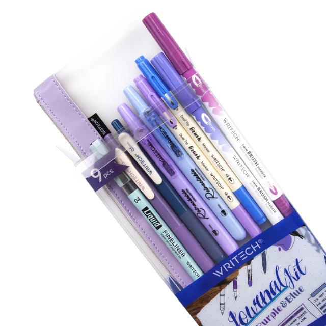 Writech 9-Piece Colour Coded Journal Kit – Purple & Blue