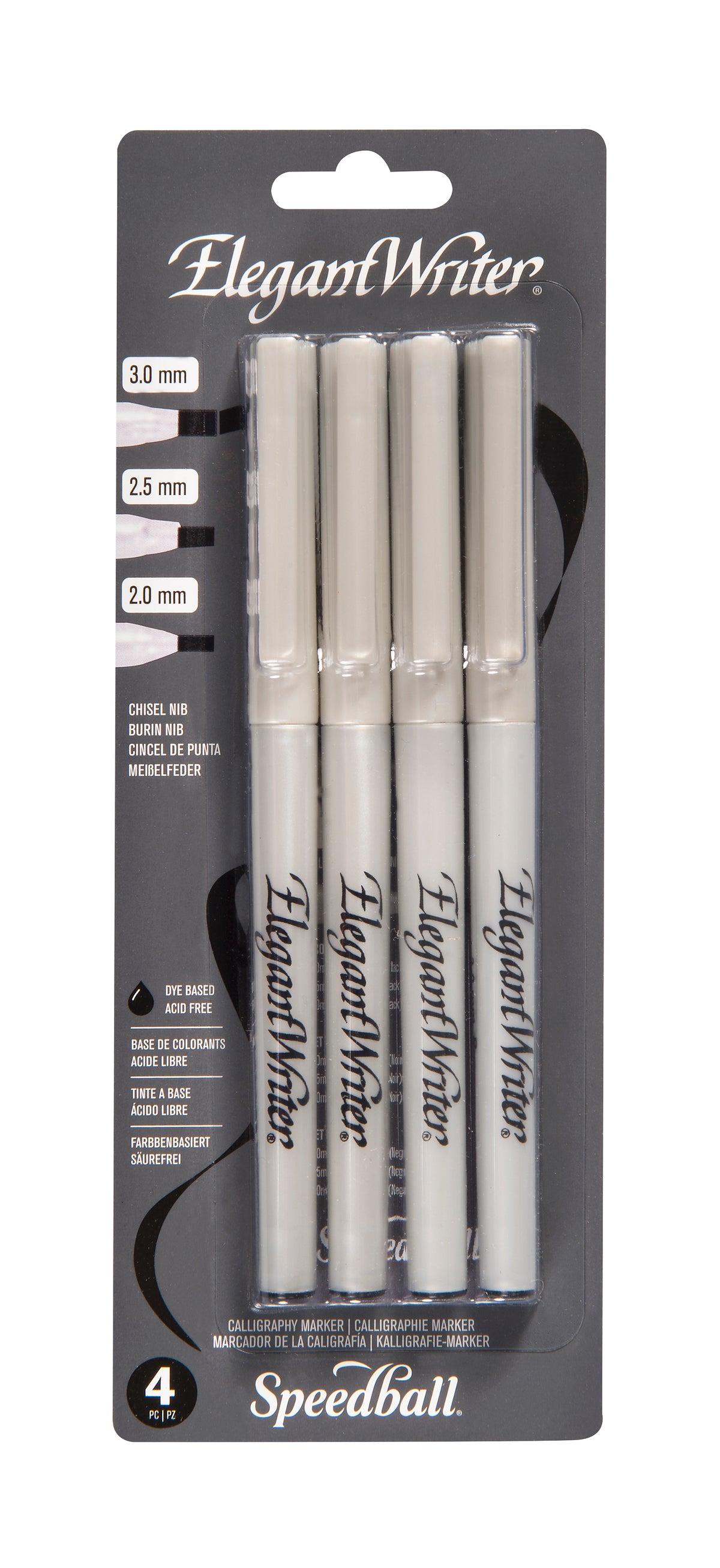 Speedball Elegant Writer Calligraphy Marker Set of 4 – Black