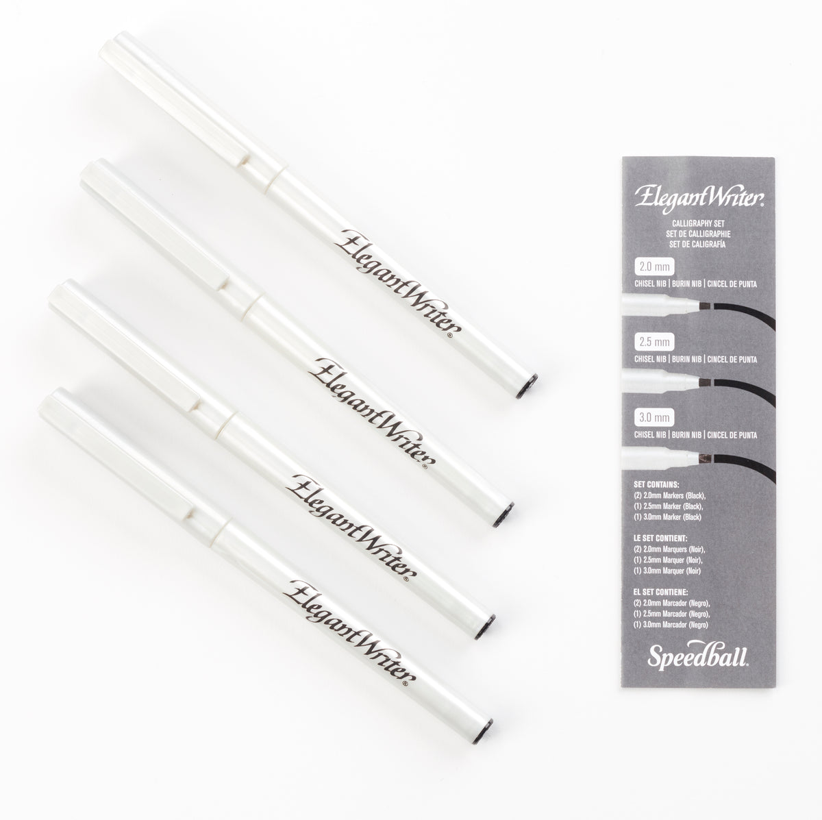 Speedball Elegant Writer Calligraphy Marker Set of 4 – Black