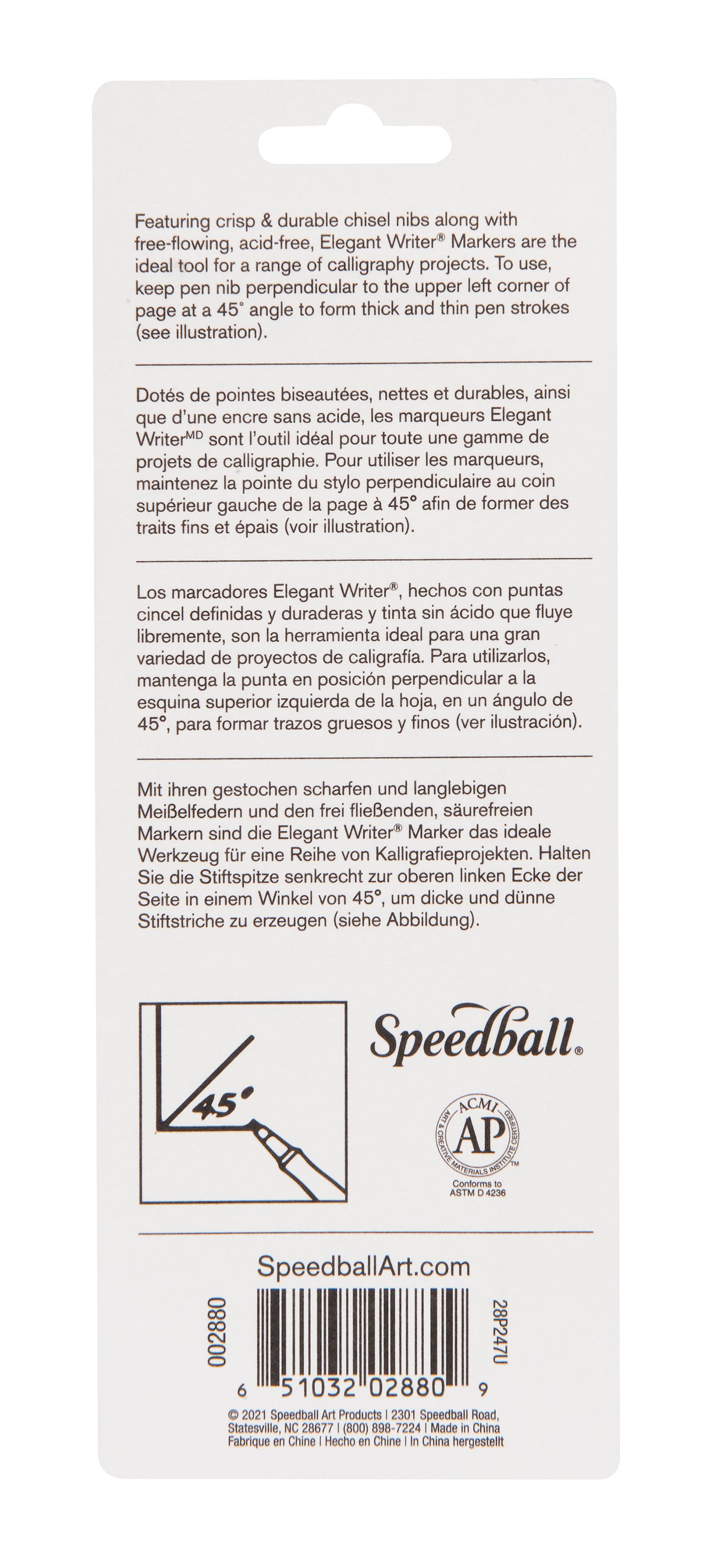 Speedball Elegant Writer Calligraphy Marker Set of 4 – Black
