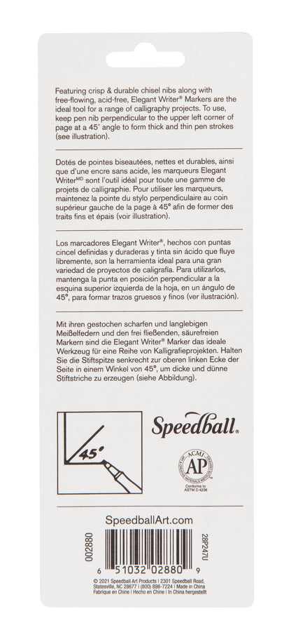 Speedball Elegant Writer Calligraphy Marker Set of 4 – Black