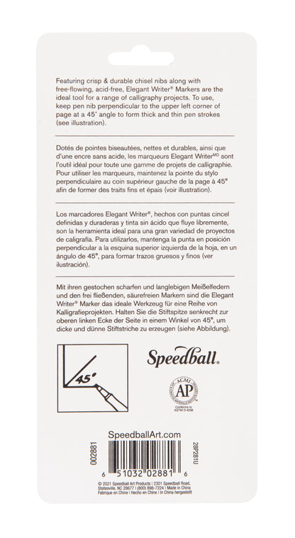 Speedball Elegant Writer Calligraphy Marker Set of 6, Fine – Assorted Colours