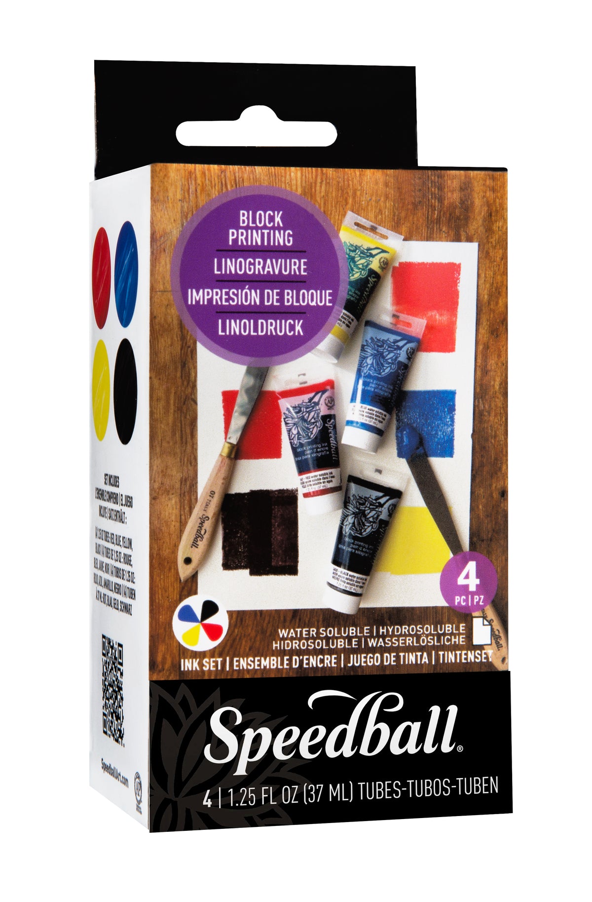 Speedball Basic Water-Soluble Block Printing Ink Set 4 x 37ml