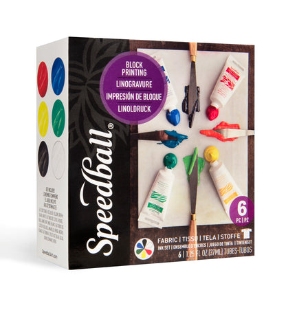 Speedball Fabric & Paper Block Printing Ink Set 6 x 37ml