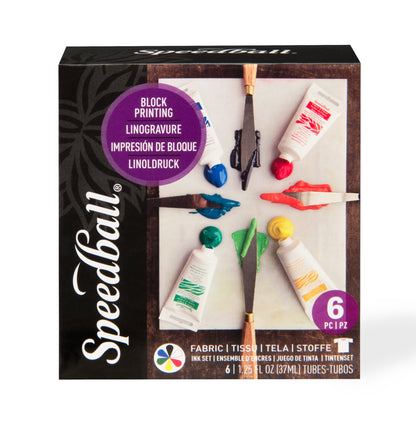 Speedball Fabric & Paper Block Printing Ink Set 6 x 37ml