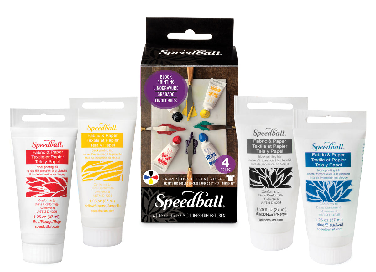 Speedball Basic Fabric Block Printing Ink Set 4 x 37ml
