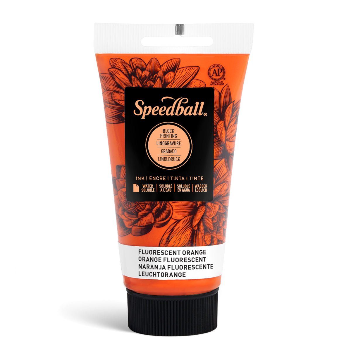 Speedball Water-Soluble Block Printing Ink 75ml – Fluorescent Orange