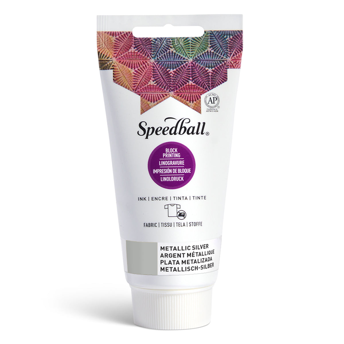 Speedball Fabric Block Printing Ink 74ml – Metallic Silver