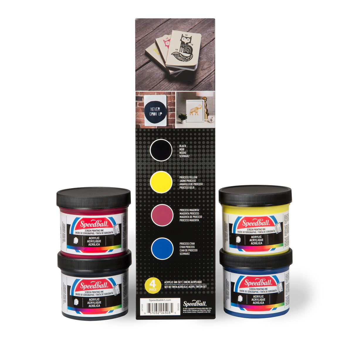 Speedball Acrylic Screen Printing Starter Set, 4 x 118ml