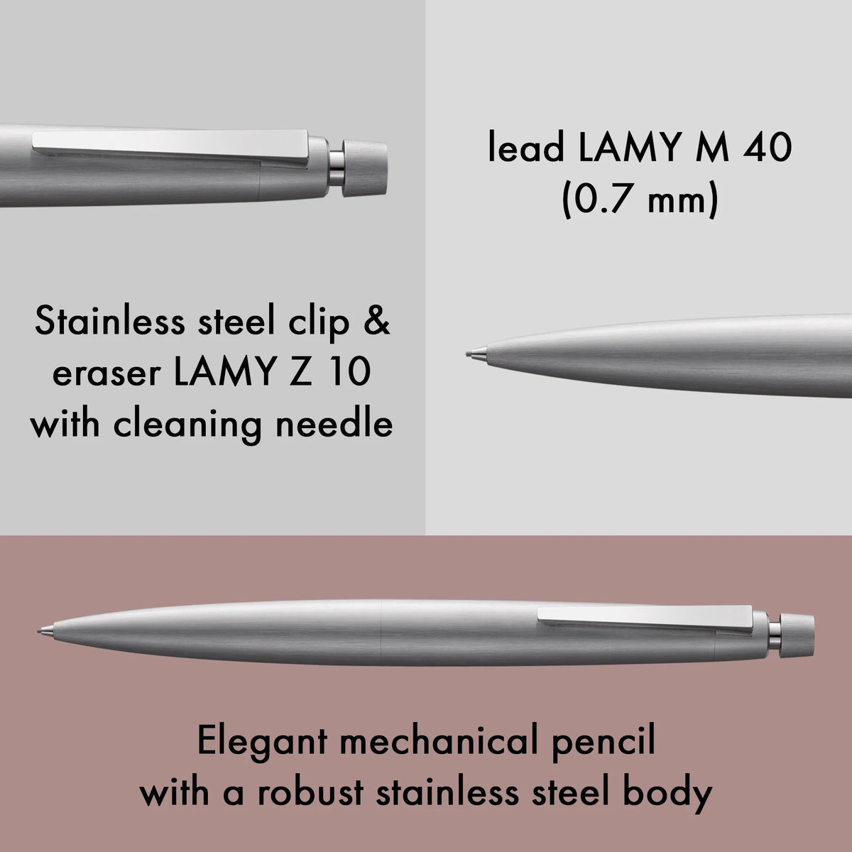 LAMY 2000 M Mechanical Pencil – Stainless Steel