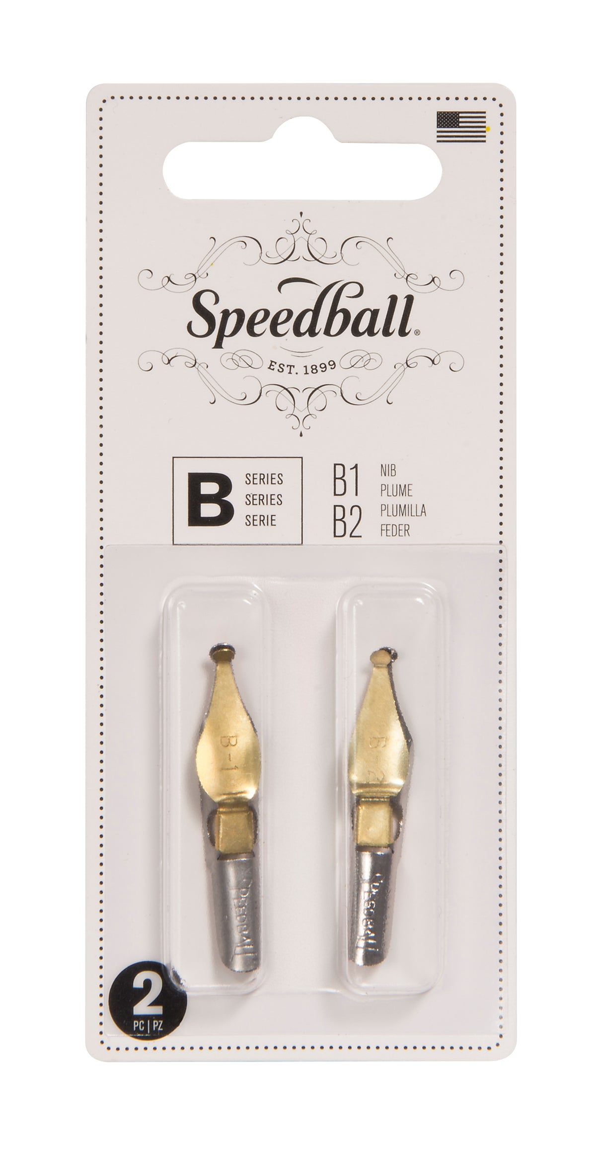 Speedball B-1 and B-2 Lettering Pen Nibs, Card of 2