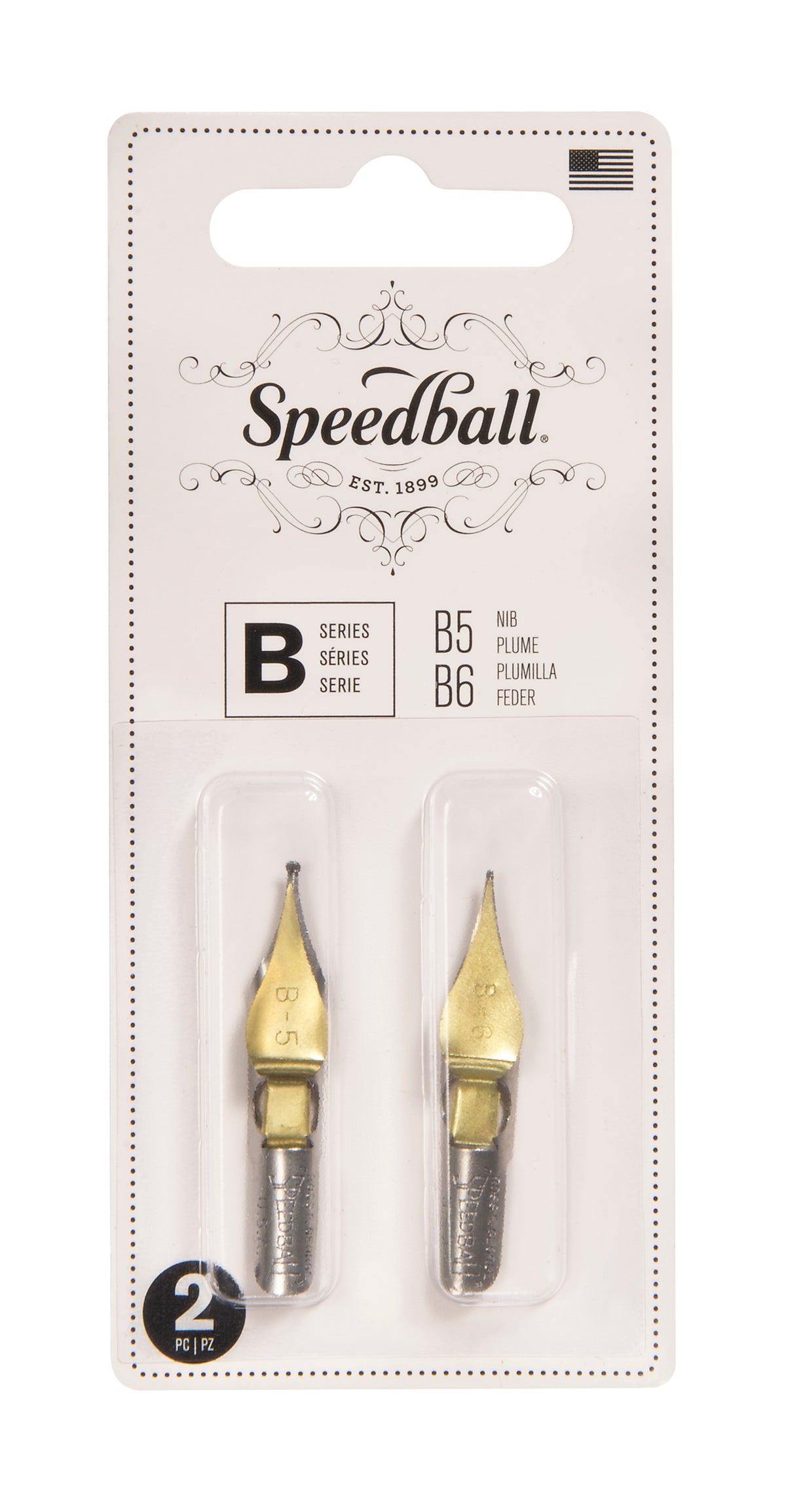 Speedball B-5 and B-6 Lettering Pen Nibs, Card of 2