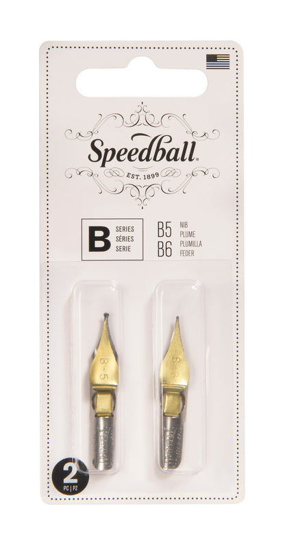 Speedball B-5 and B-6 Lettering Pen Nibs, Card of 2