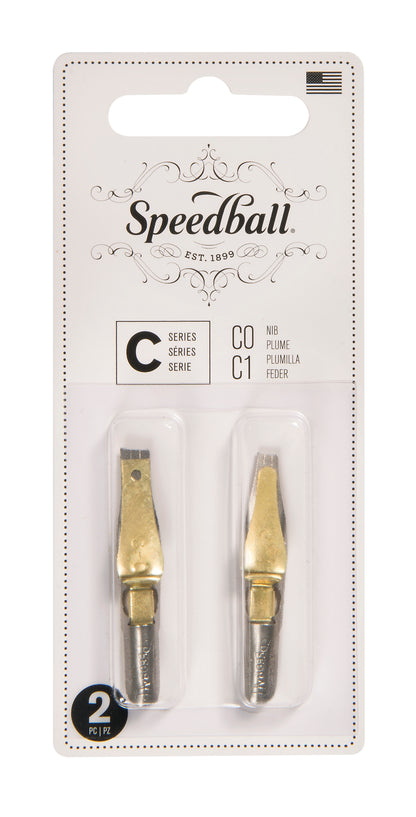 Speedball C-0 and C-1 Lettering Pen Nibs, Card of 2