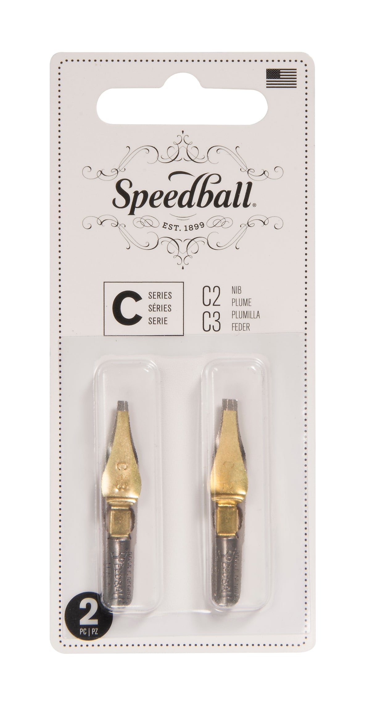 Speedball C-2 and C-3 Lettering Pen Nibs, Card of 2