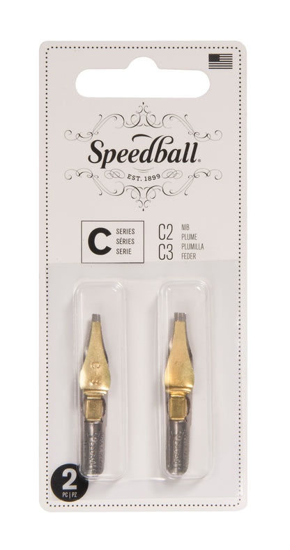 Speedball C-2 and C-3 Lettering Pen Nibs, Card of 2