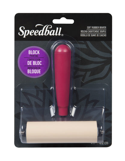 Speedball Soft Rubber Brayer 100mm – Heavy-Duty Steel Frame, Plastic Core, Carded
