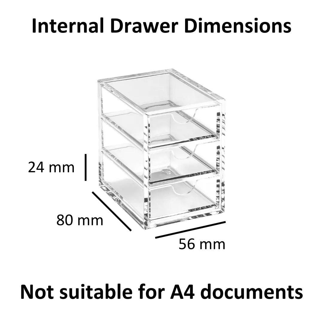Clear Acrylic X-Small Triple Drawer | A3274