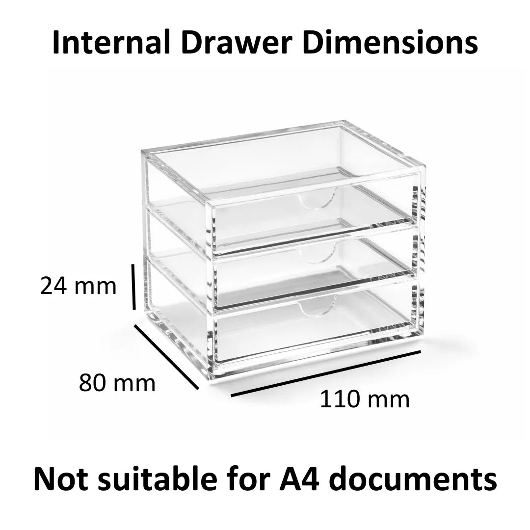 Clear Acrylic Small Triple Drawer | A3275