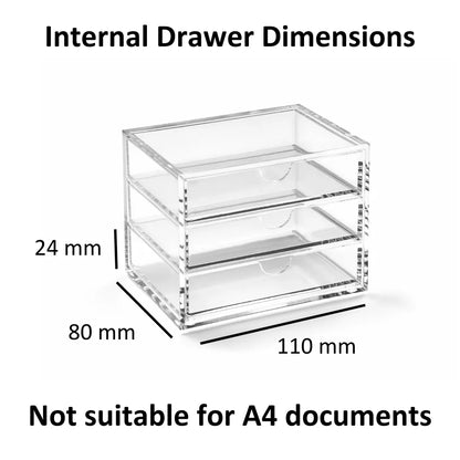 Clear Acrylic Small Triple Drawer | A3275