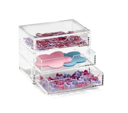 Clear Acrylic Small Triple Drawer | A3275