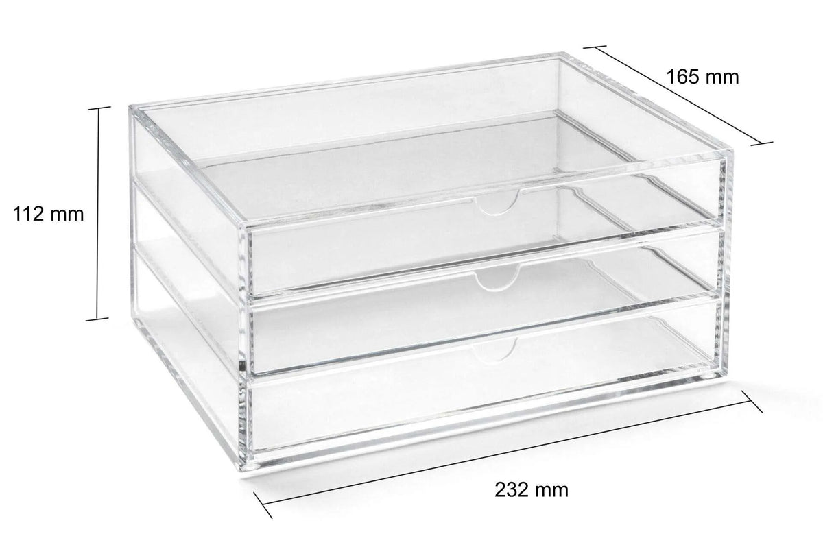 Clear Acrylic Large Three-Drawer Chest, A5 (Landscape) | A3277