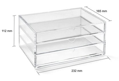 Clear Acrylic Large Three-Drawer Chest, A5 (Landscape) | A3277