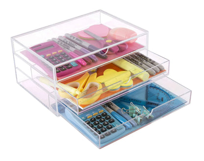 Clear Acrylic Large Three-Drawer Chest, A5 (Landscape) | A3277