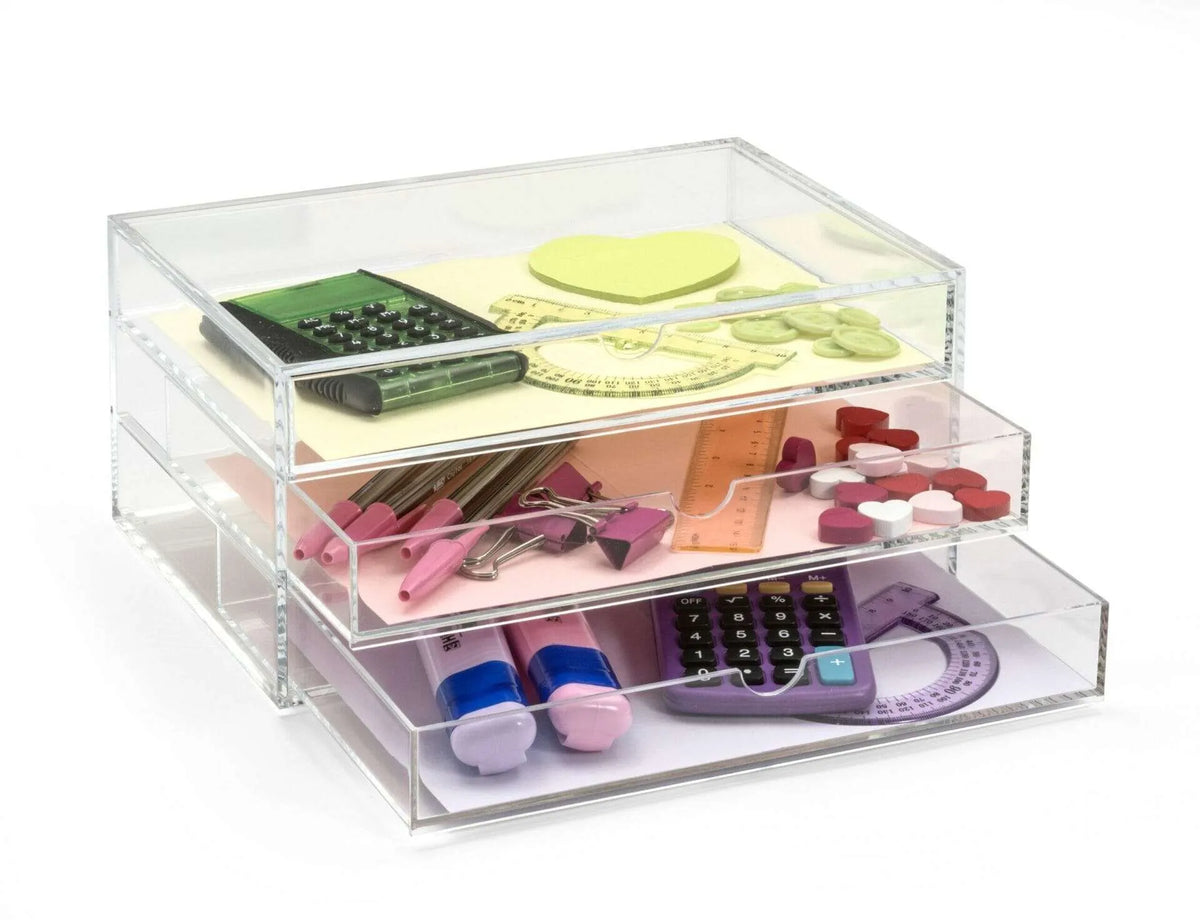 Clear Acrylic Large Three-Drawer Chest, A5 (Landscape) | A3277