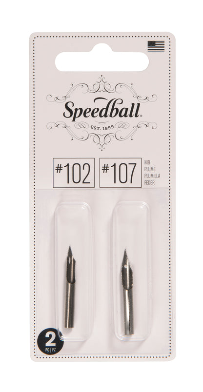 Speedball #102 and #107 Pen Nibs, Card of 2