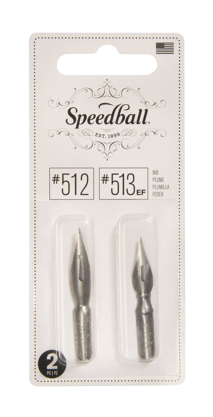 Speedball #512 and #513EF Pen Nibs, Card of 2