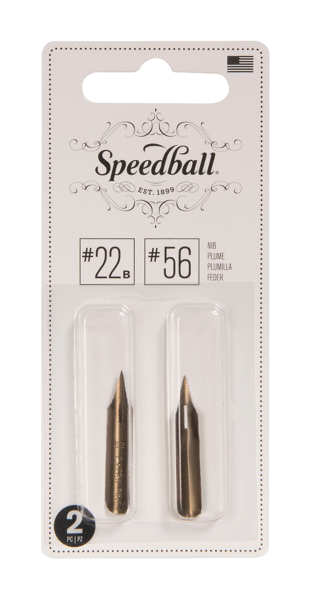 Speedball #22B and #56 Pen Nibs, Card of 2