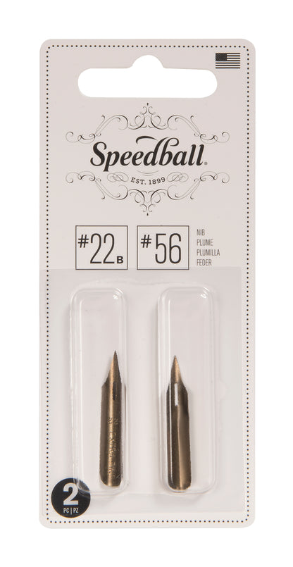 Speedball #22B and #56 Pen Nibs, Card of 2