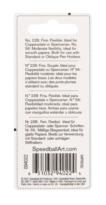 Speedball #22B and #56 Pen Nibs, Card of 2