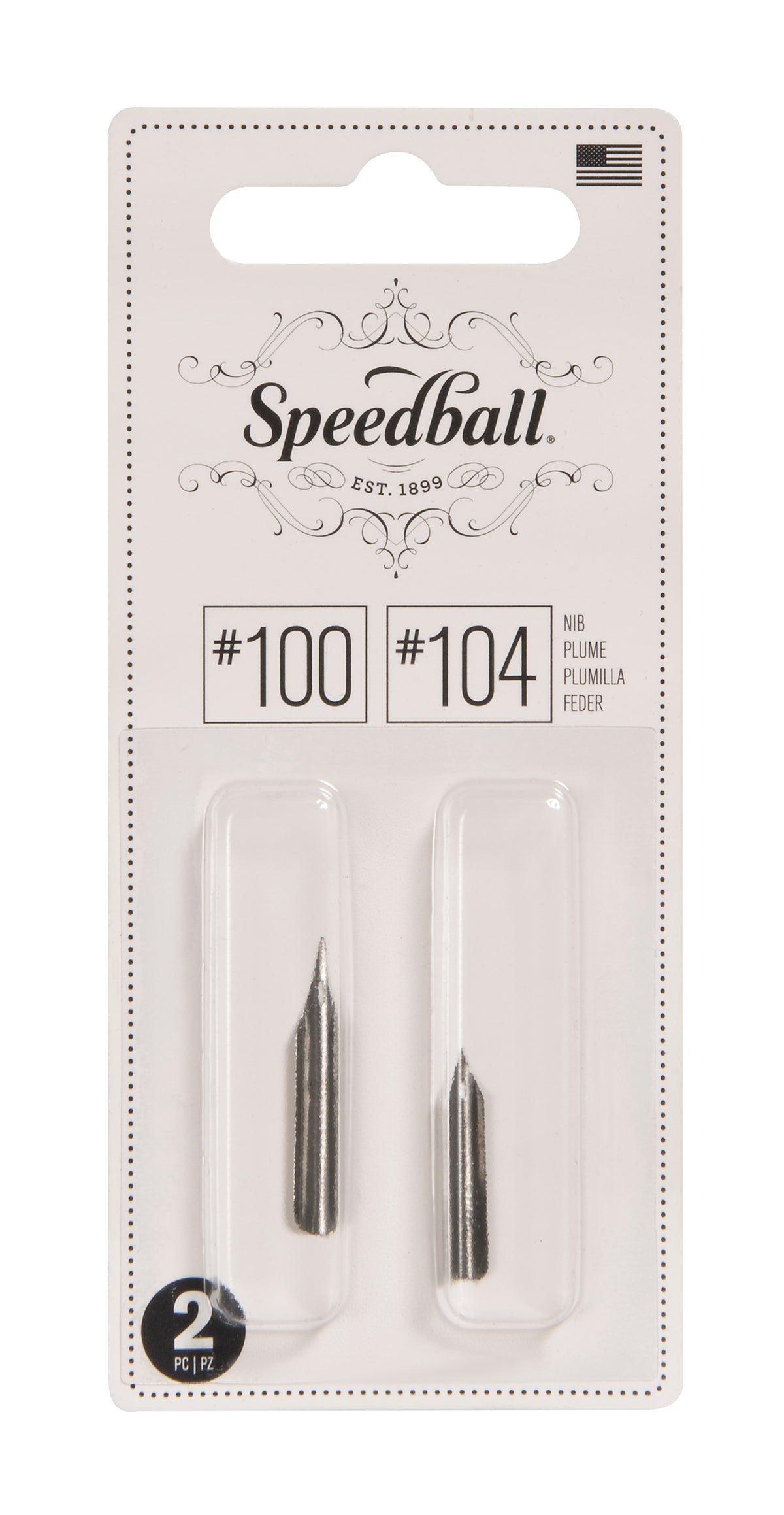 Speedball #100 and #104 Pen Nibs, Card of 2