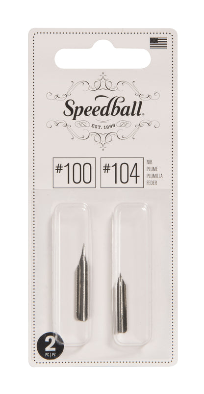 Speedball #100 and #104 Pen Nibs, Card of 2
