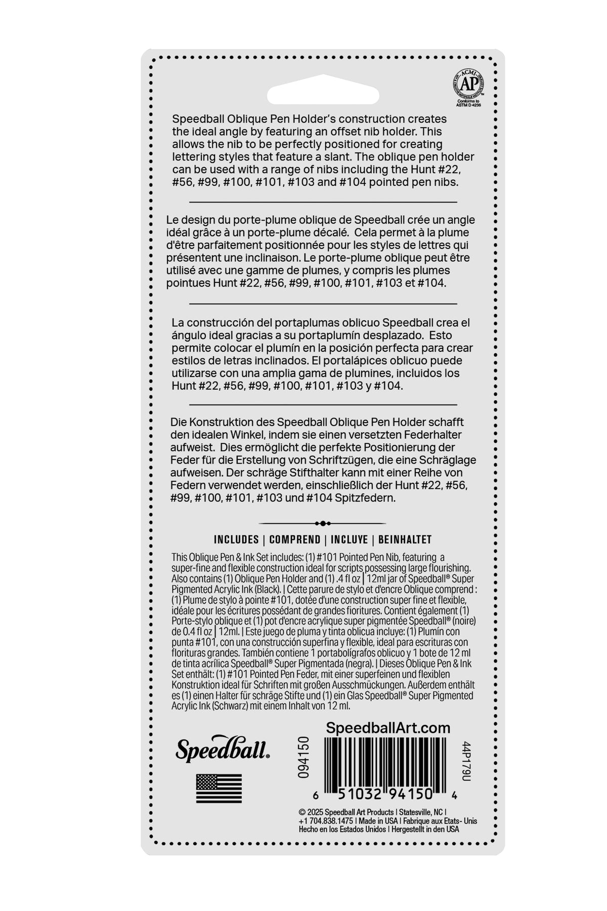 Speedball Oblique Pen and Ink Set, Carded