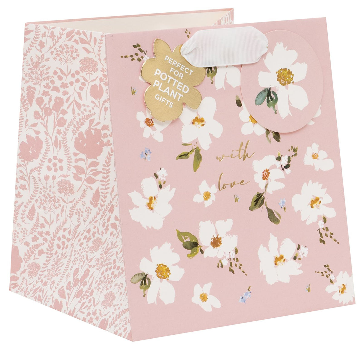 White Peony Plant Gift Bag by Stephanie Dyment