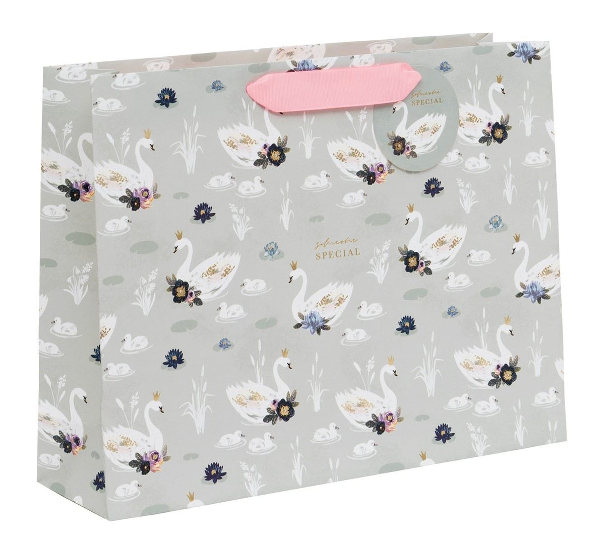 Swans & Cygnets Large Landscape Gift Bag by Stephanie Davies
