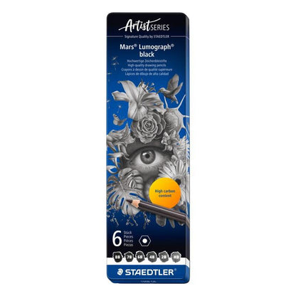 Staedtler Mars Lumograph Black Pencil 100B – Tin of 6 Assorted Degrees