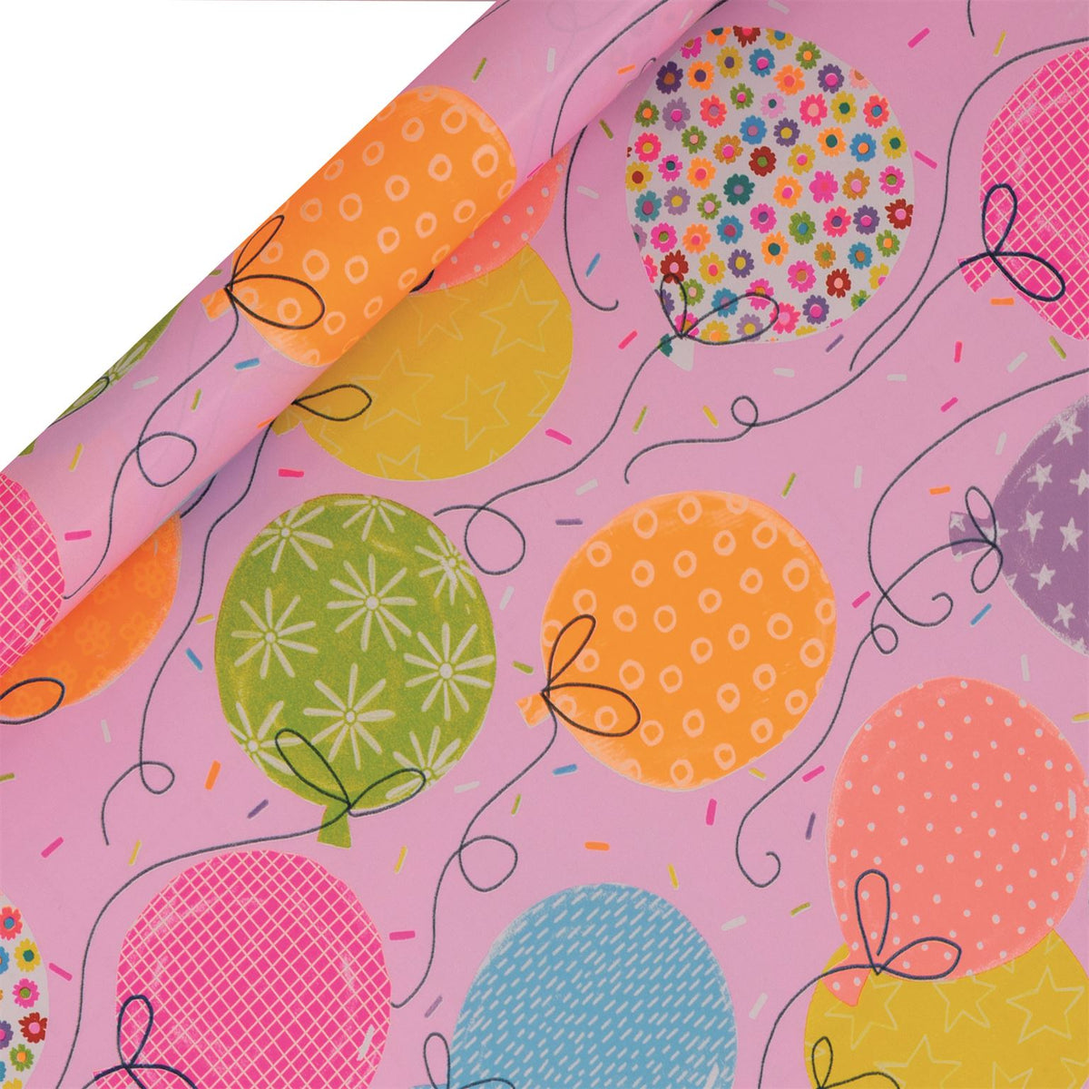 Big Balloons Pink Wrapping Paper Roll (4m) by Paper Salad