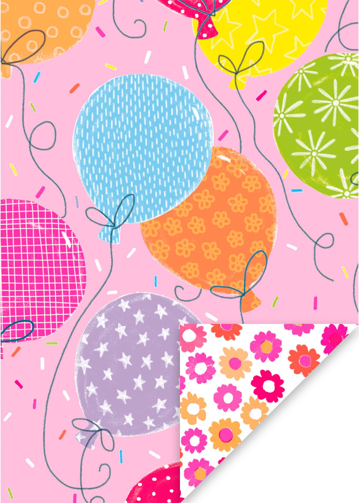 Big Balloons Pink Wrapping Paper Sheet by Paper Salad