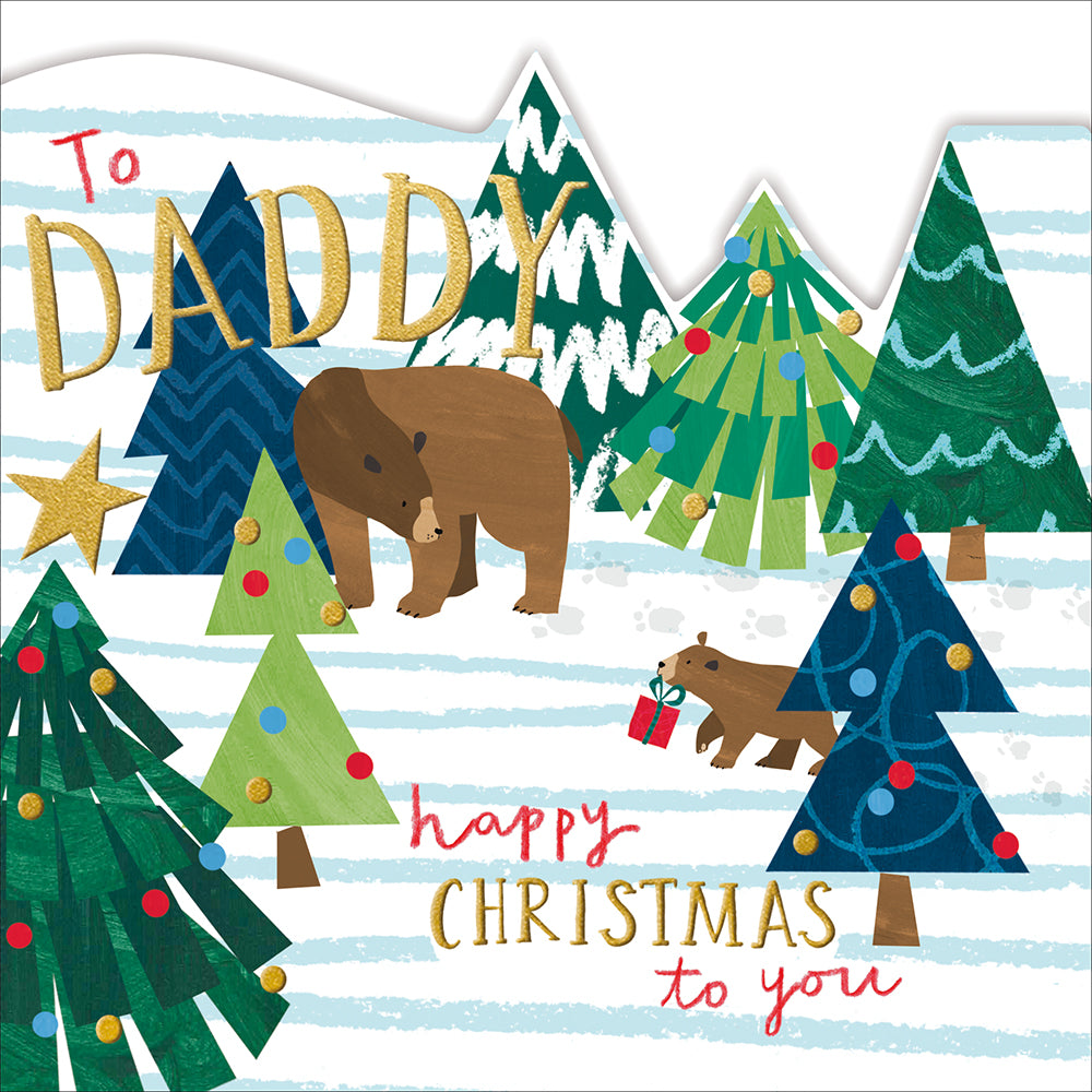 To Daddy Christmas Bears Die-Cut Christmas Card