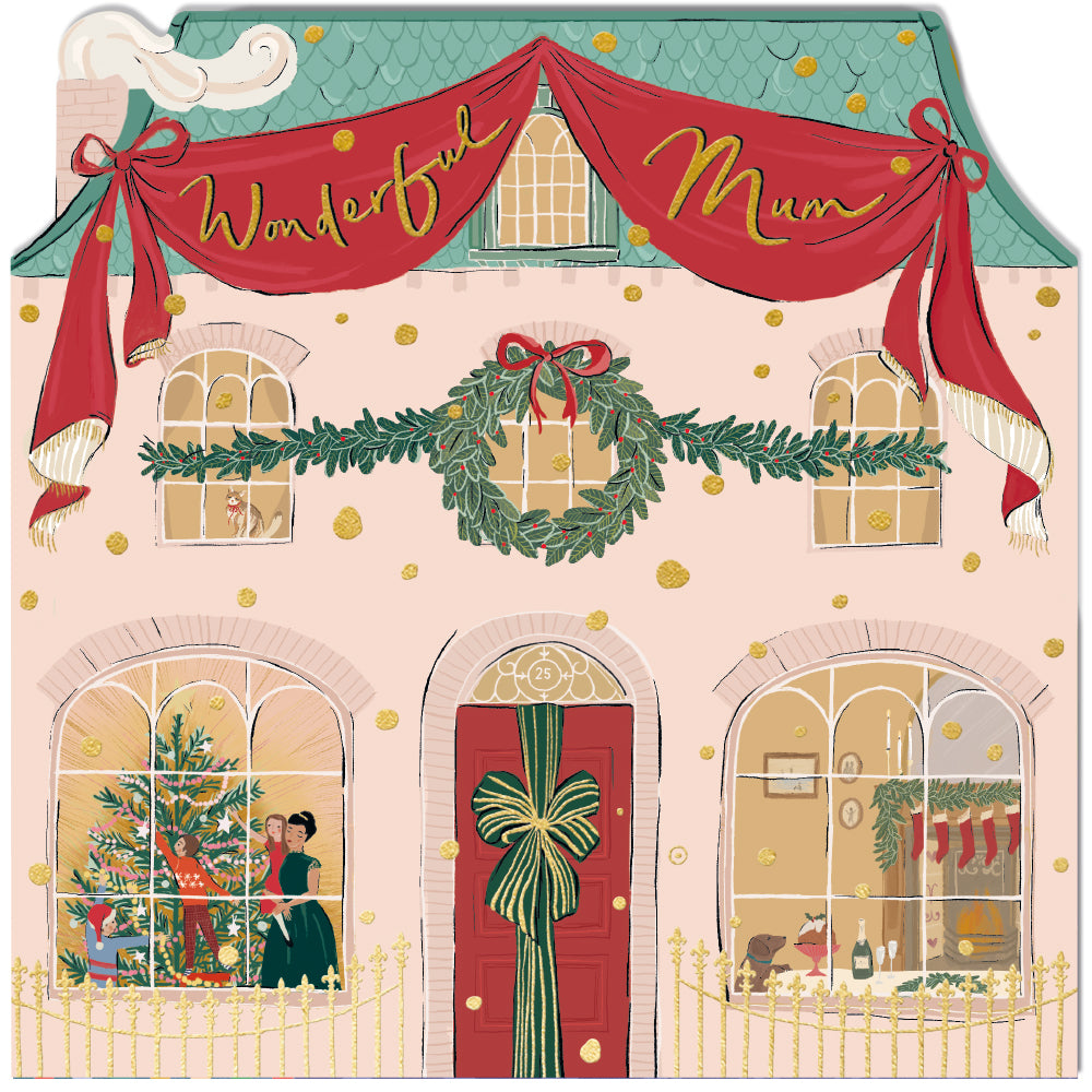 Wonderful Mum Christmas House Die-Cut Christmas Card