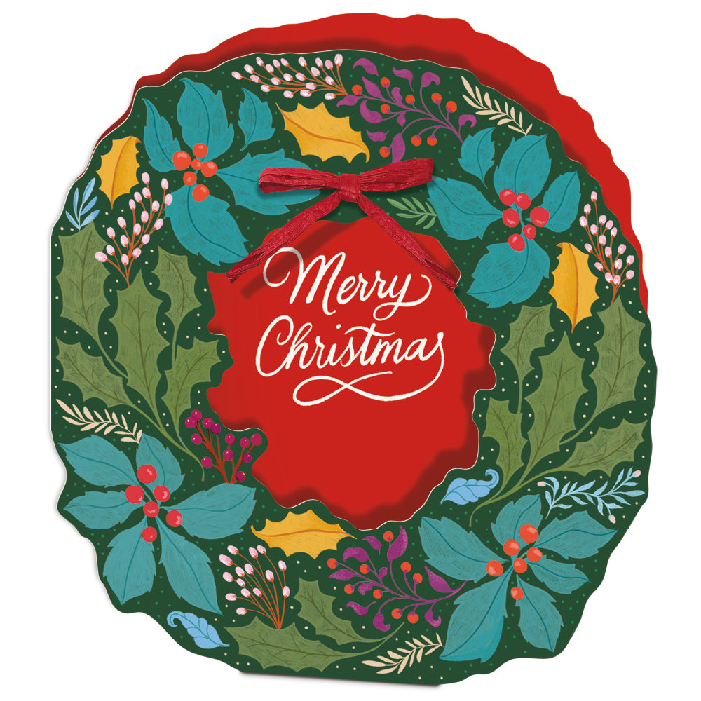 Christmas Wreath Die-Cut Boxed Christmas Card